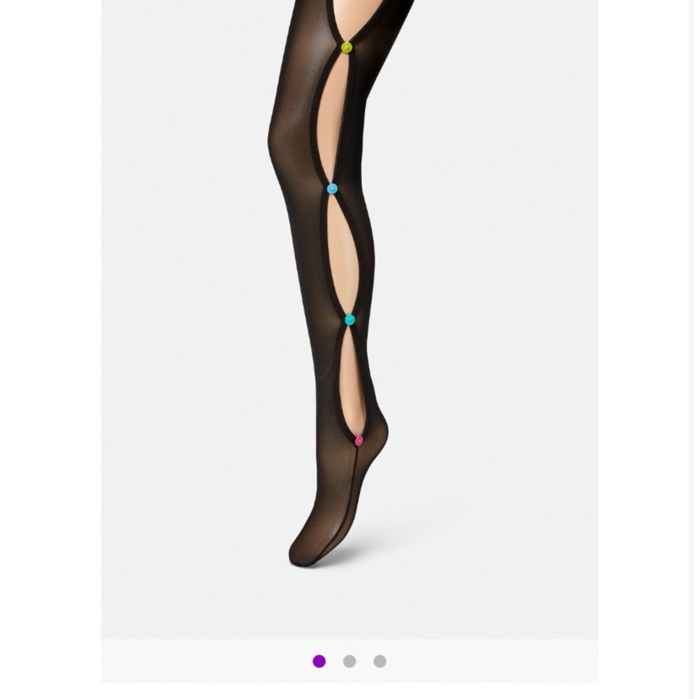 Versace Black Sheer legging hosiery with Blue Accent